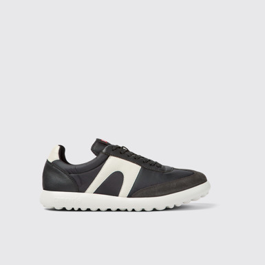 Side view of Pelotas XLite White and black textile and leather sneakers for men