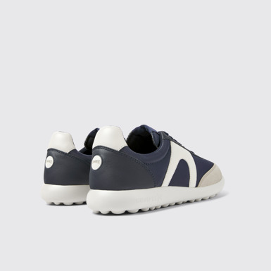Back view of Pelotas XLite Blue textile and leather sneakers for men