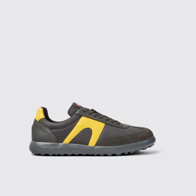 Side view of Pelotas XLite Gray textile and leather sneakers for men
