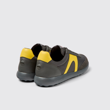 Back view of Pelotas XLite Gray textile and leather sneakers for men