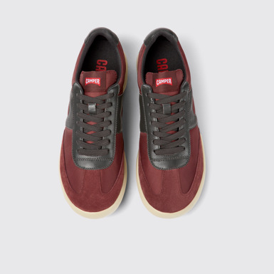 Overhead view of Pelotas XLite Burgundy textile and leather sneakers for men