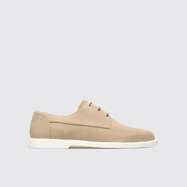 Side view of Judd Beige lace-up shoe for men