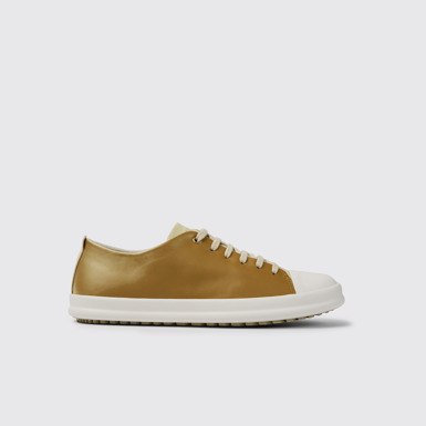 Side view of Twins Beige and brown shoes for men