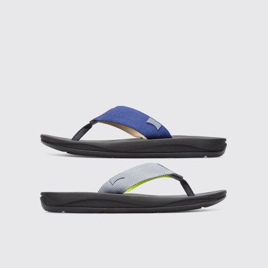 Side view of Twins Men’s multi-colored textile sandal