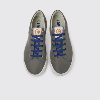 Overhead view of Peu Touring Grey recycled PET sneakers for men