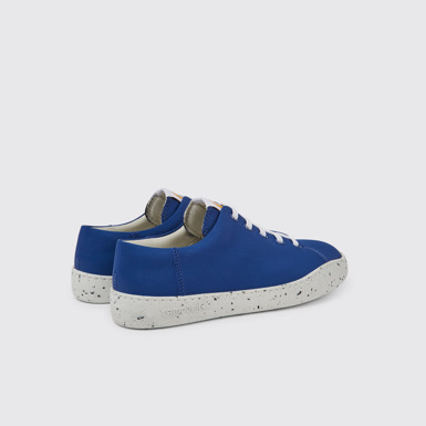 Back view of Peu Touring Blue recycled PET sneakers for men