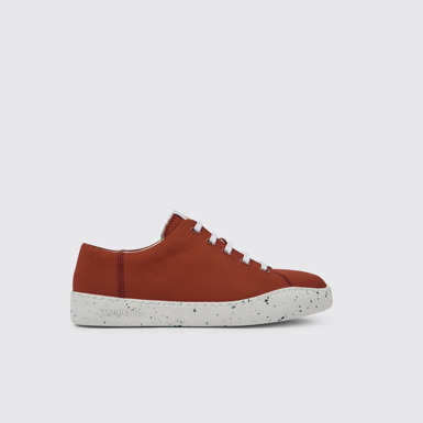 Side view of Peu Touring Red recycled PET sneakers for men