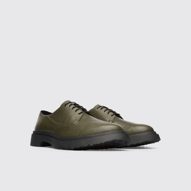 Front view of Walden Dark green lace up shoe for men