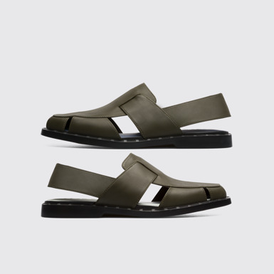 Side view of Twins Men's TWINS semi open green shoes