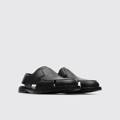 Front view of Twins Men's TWINS semi open black shoes