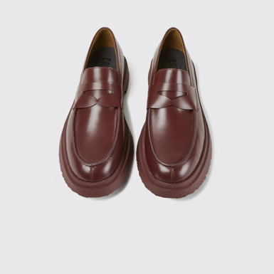 Overhead view of Walden Burgundy leather loafers