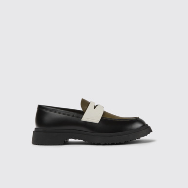 Side view of Walden Black and white loafers for men