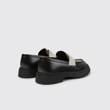 Back view of Walden Black and white loafers for men