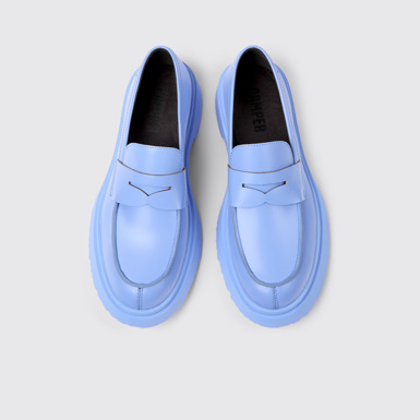 Overhead view of Walden Blue leather loafers for men