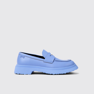 Side view of Walden Blue leather loafers for men