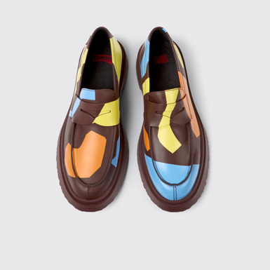 Overhead view of Twins Multicolored printed loafers for men