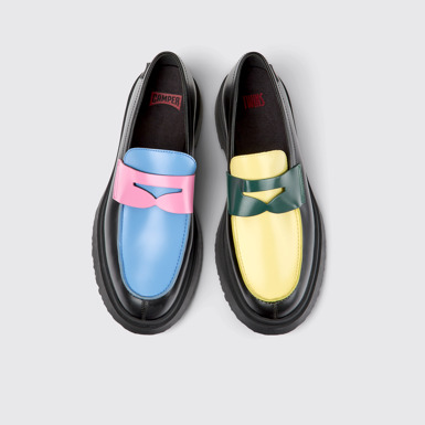 Overhead view of Twins Multicolored leather loafers for men