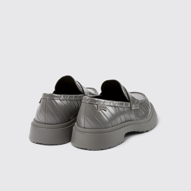 Back view of Twins Gray leather loafers for men