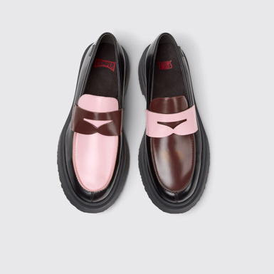 Overhead view of Twins Multicolor Leather Moccasins for Men.