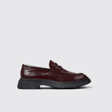 Side view of Walden Burgundy Leather Moccasins for Men.