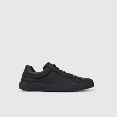 Side view of Bark Black leather shoes for men