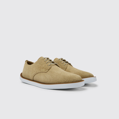 Front view of Wagon Beige nubuck shoes for men