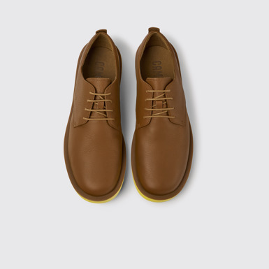 Overhead view of Wagon Brown leather men's shoes