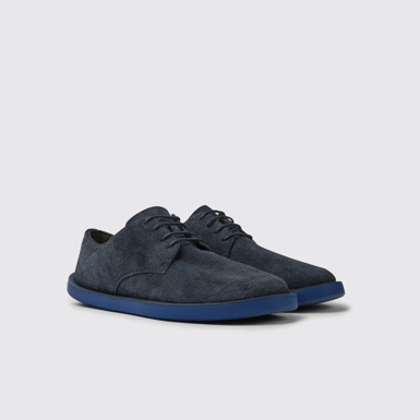 Front view of Wagon Blue nubuck shoes for men