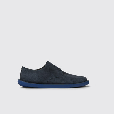Side view of Wagon Blue nubuck shoes for men
