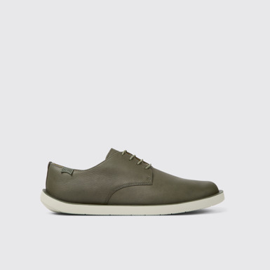 Side view of Wagon Green leather shoes for men