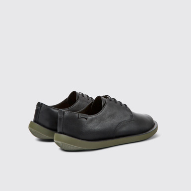 Back view of Wagon Black leather shoes for men