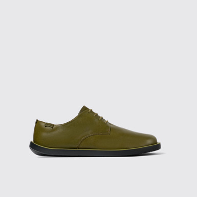 Side view of Wagon Green Leather Blucher for Men