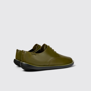 Back view of Wagon Green Leather Blucher for Men