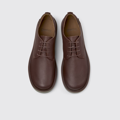 Overhead view of Wagon Brown Leather Shoes for Men.