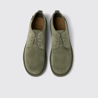 Overhead view of Wagon Green Suede Leather Shoes for Men.