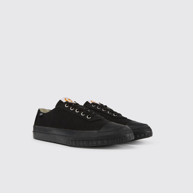Front view of Camaleon Black recycled cotton sneakers for men