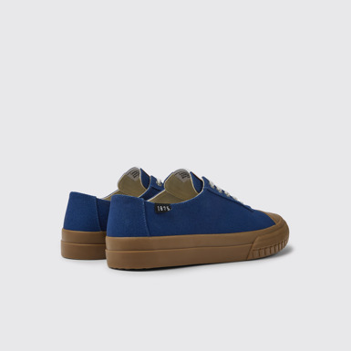 Back view of Camaleon Blue recycled cotton sneakers for men