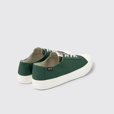 Back view of Camaleon Green recycled cotton sneakers for men