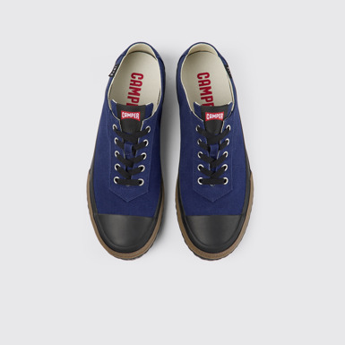Overhead view of Camaleon Blue recycled cotton sneakers for men