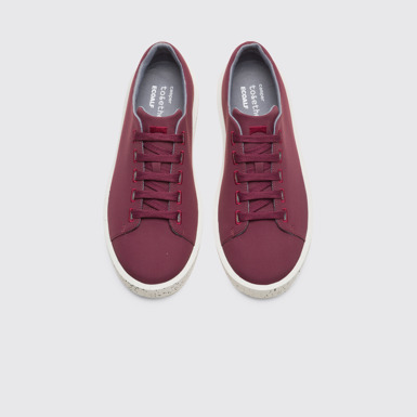 Overhead view of Courb Men's burgundy sneaker