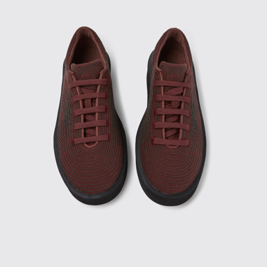 Overhead view of Courb Burgundy sneakers for men