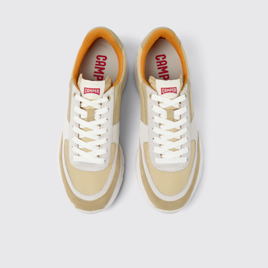 Overhead view of Drift Beige and white nubuck sneakers for men