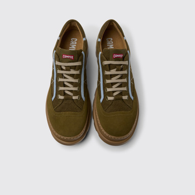 Overhead view of Brutus Green and blue sneakers for men