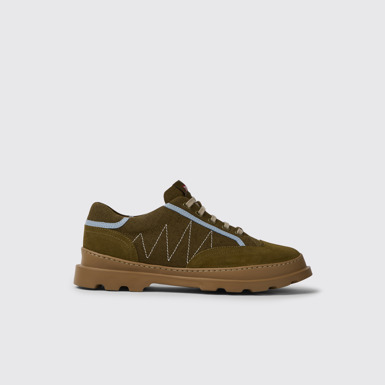 Side view of Brutus Green and blue sneakers for men