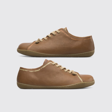 Side view of Twins Brown leather  shoe for men
