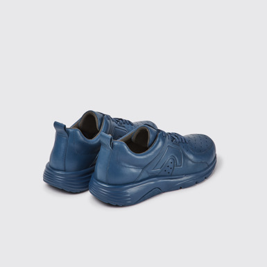 Back view of Drift Blue leather sneakers for men