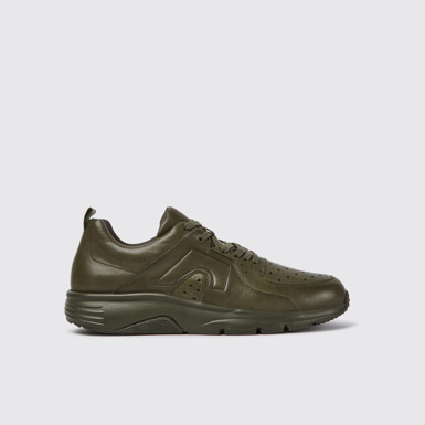 Side view of Drift Dark green leather sneakers for men