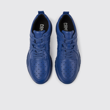 Overhead view of Drift Blue leather sneakers for men