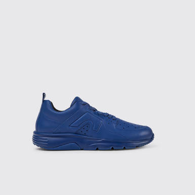 Side view of Drift Blue leather sneakers for men