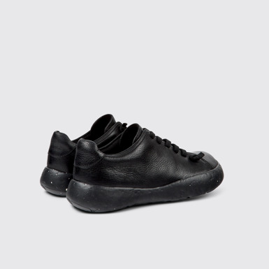 Back view of Peu Stadium Black leather sneakers for men